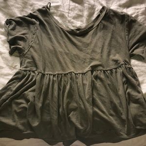 army green flowy top